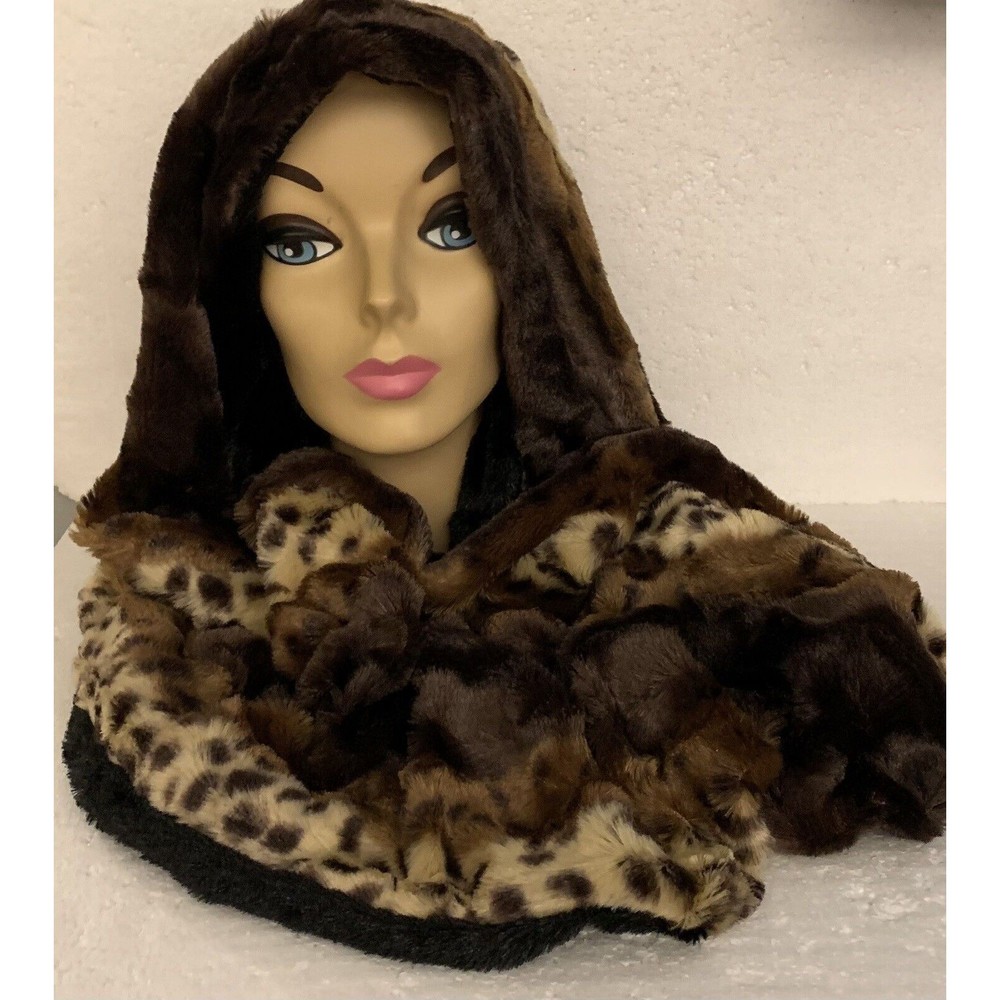 Faux Animal Print Womens Wrap Collar Stole Leopard Scarf G Accessories 30" NEW